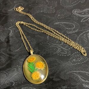 Unique Vintage Nature-Inspired Reversible Necklace with Floral/Female Pendant